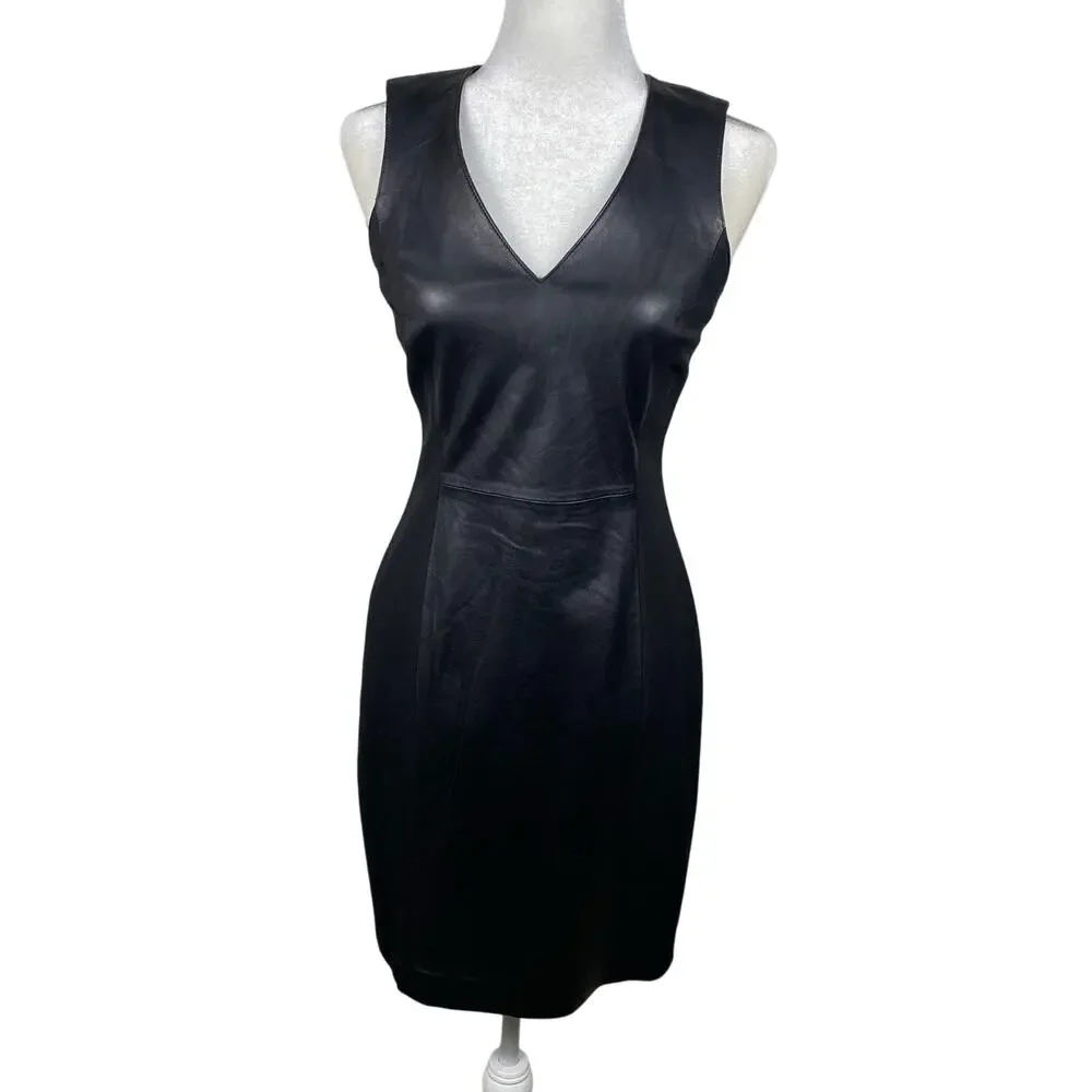 Banana Republic Black Sheath Midi Dress V-Neck Sleeveless - Picture 1 of 14